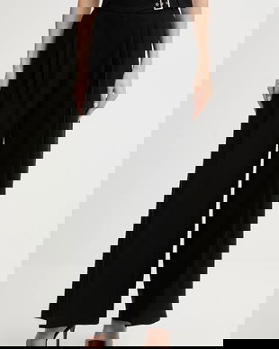 Karl Lagerfeld pantaloni culoarea negru, lat, high waist, B1W10012