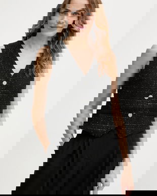 Morgan vestă culoarea negru, un singur rând de nasturi, CLACK