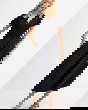 Dkny rochie culoarea negru, midi, evazati, DJ5D9139