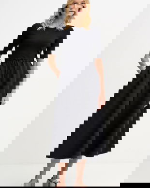 Dkny rochie culoarea negru, midi, evazati, DJ5D9113