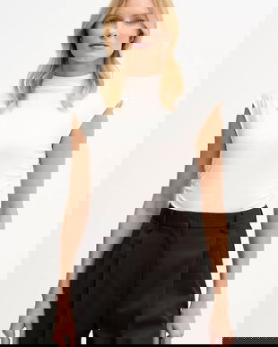 Dkny bluză culoarea bej, uni, W3384RAS