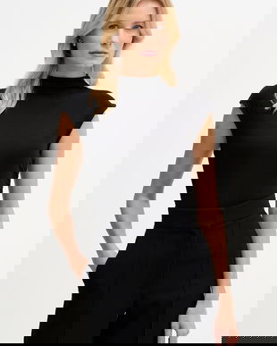 Dkny bluză culoarea negru, uni, W3384RAS