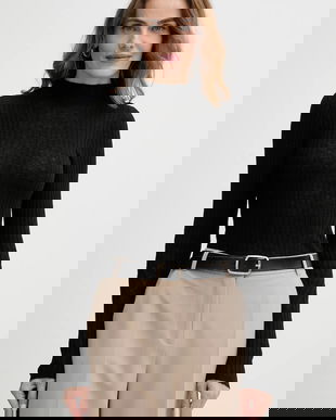 BOSS Orange pulover din amestec de lână culoarea negru, light, cu turtleneck, 50549391