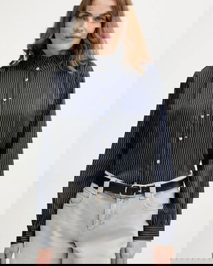 Morgan cămașă culoarea bleumarin, cu guler stand-up, regular, COMEA.F