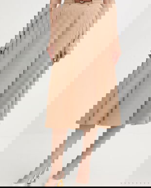 Morgan fustă culoarea maro, midi, evazați, JOKER.F