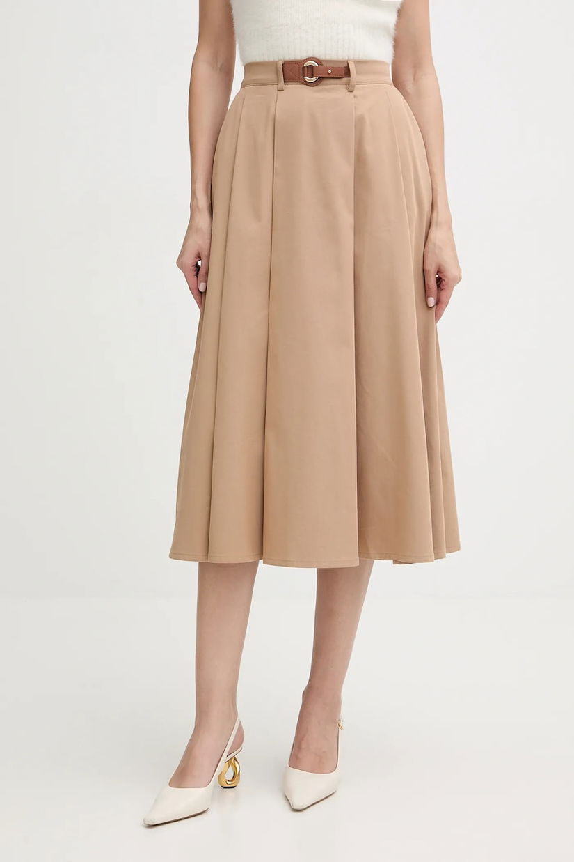 Morgan fustă culoarea maro, midi, evazați, JOKER.F