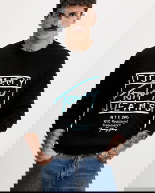 Tommy Jeans pulover de bumbac culoarea negru, DM0DM22401