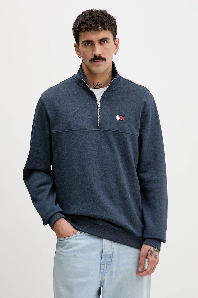 Tommy Jeans bluză culoarea bleumarin, uni, DM0DM22344