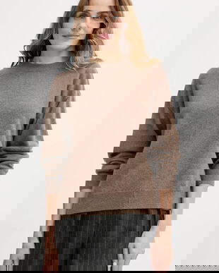 BOSS pulover de cașmir culoarea maro, light, 50547883