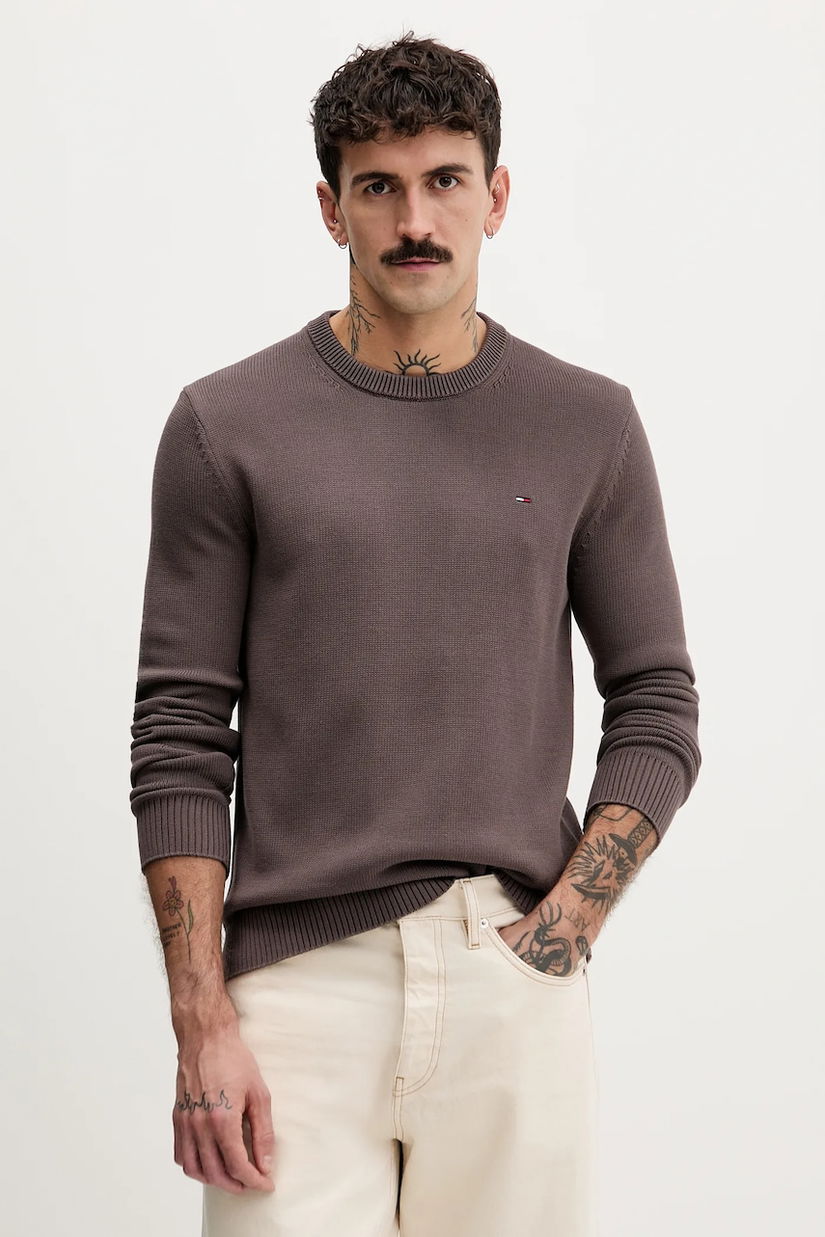 Tommy Jeans pulover de bumbac culoarea bordo, light, DM0DM21787