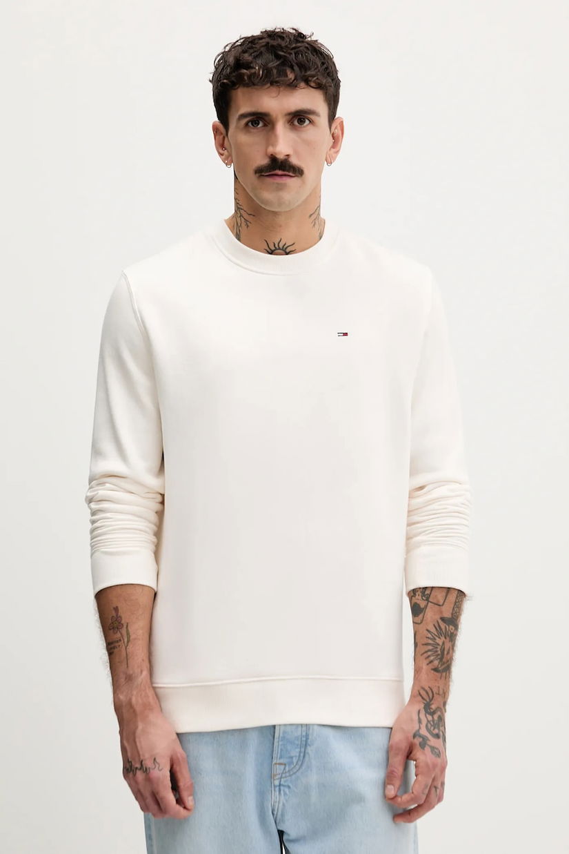 Tommy Jeans bluză culoarea bej, uni, DM0DM20741