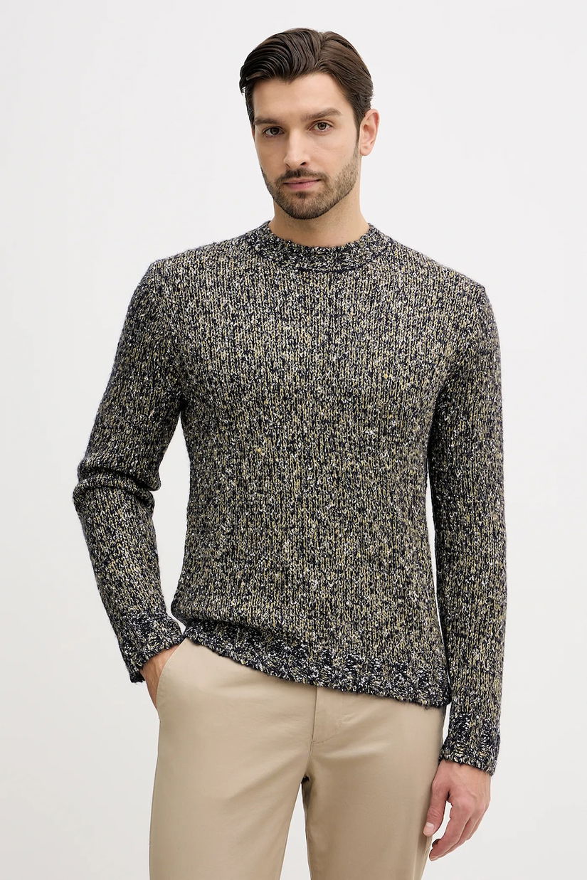 United Colors of Benetton pulover din amestec de lână culoarea verde, 10C3U108M