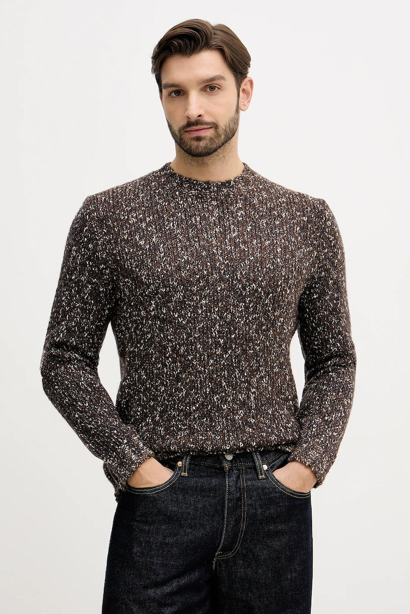 United Colors of Benetton pulover din amestec de lână culoarea maro, 10C3U108M