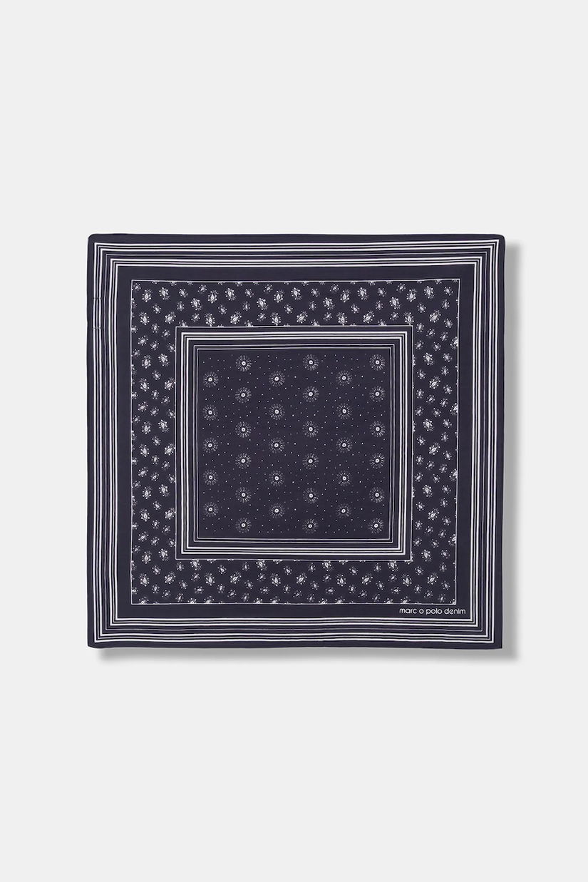 Marc O'Polo eșarfă din bumbac culoarea bleumarin, cu imprimeu, 5000007570