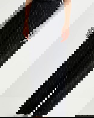 Rag & Bone pantaloni cu lână culoarea bleumarin, drept, high waist, RA1H25F7MCN