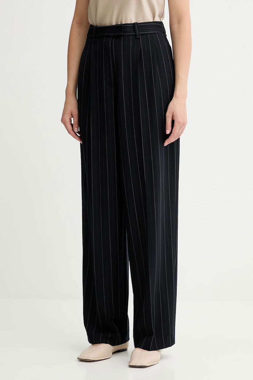 Rag & Bone pantaloni cu lână culoarea bleumarin, drept, high waist, RA1H25F7MCN