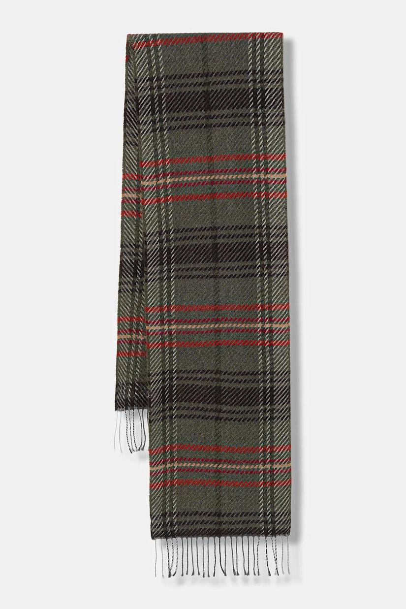 United Colors of Benetton eșarfă din amestec de lână culoarea verde, cu imprimeu, 6E9FUU00Y