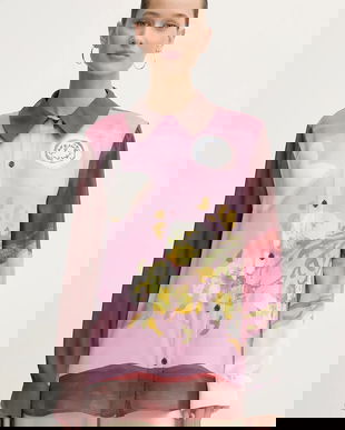 Stine Goya cămașă culoarea roz, cu guler clasic, regular, SG-PS26-T091-2263P