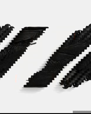 Descente mănuși de schi din piele LEATHER GLOVE culoarea negru, DW5FGV01MU