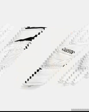 Descente mănuși de schi din piele LEATHER GLOVE culoarea alb, DW5FGV01MU