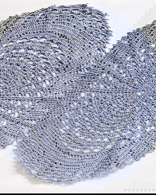 mileu bumbac crosetat manual gri bleu 30 cm