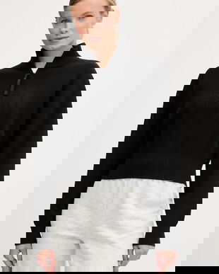 The North Face pulover din amestec de lână culoarea negru, cu guler, NF0A8E79JK31