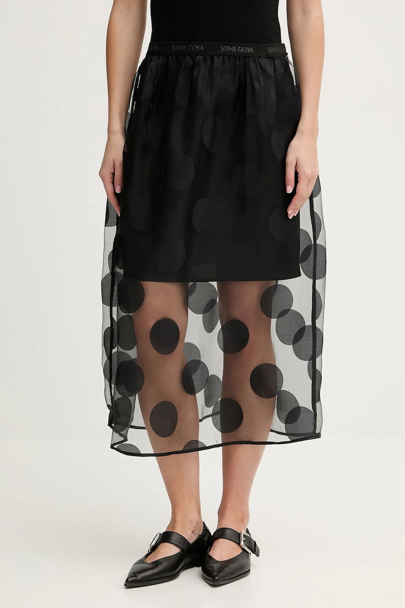 Stine Goya fustă culoarea negru, midi, evazati, SG-PS26-SK023-2460