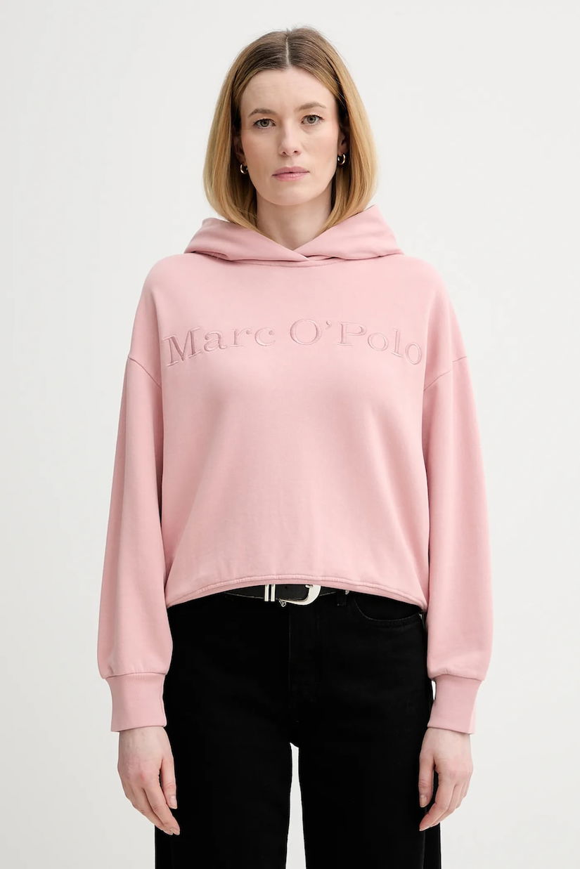 Marc O'Polo hanorac de bumbac culoarea roz, cu glugă, cu imprimeu, 600407354165