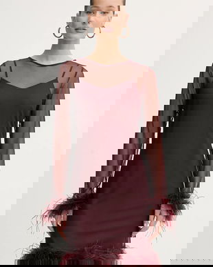 Never Fully Dressed rochie culoarea bordo, mini, drept, NFDDR3071