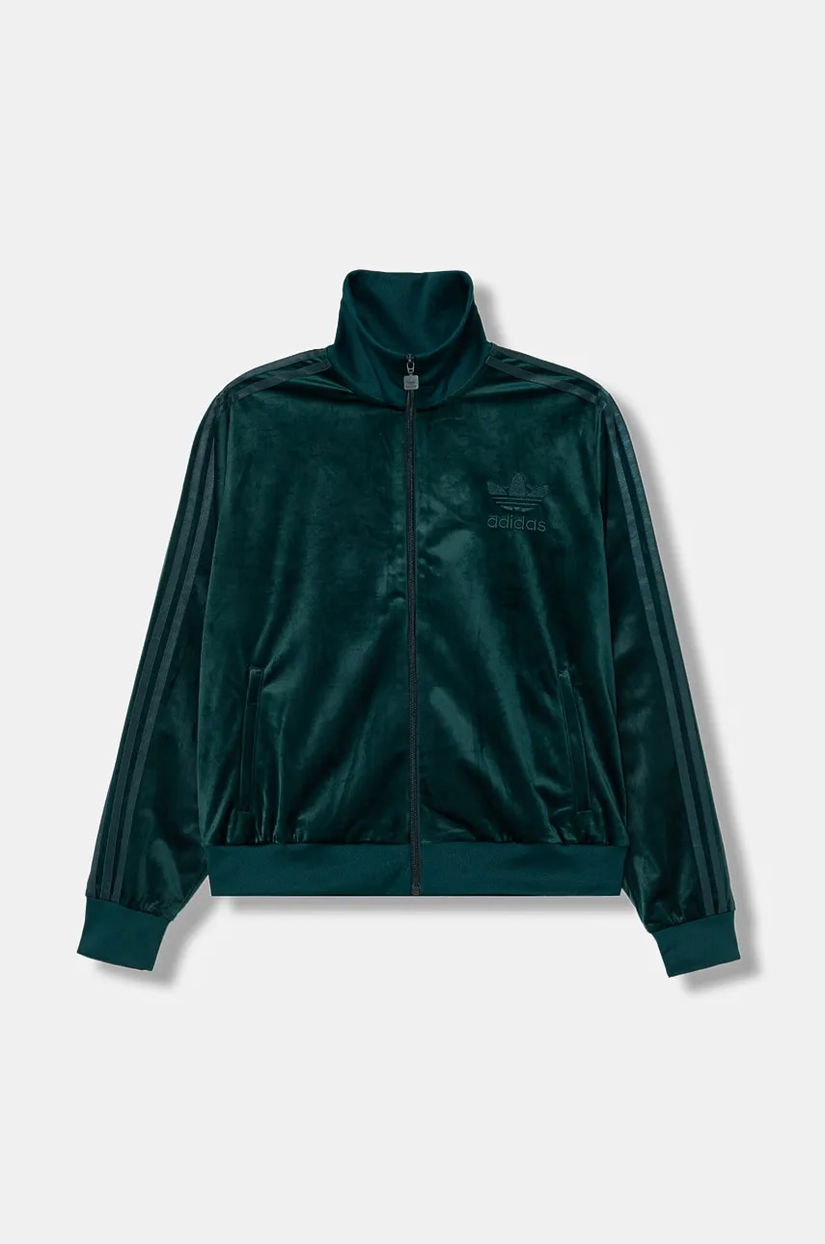 adidas Originals bluză Velvet culoarea verde, cu imprimeu, JY2589