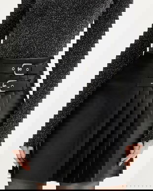 Morgan fustă culoarea negru, mini, drept, JPAT