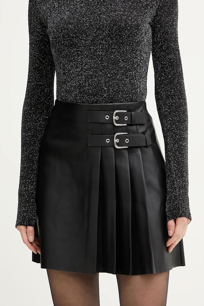 Morgan fustă culoarea negru, mini, drept, JPAT