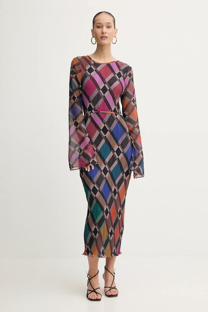 Never Fully Dressed rochie culoarea maro, midi, drept, NFDDR3029