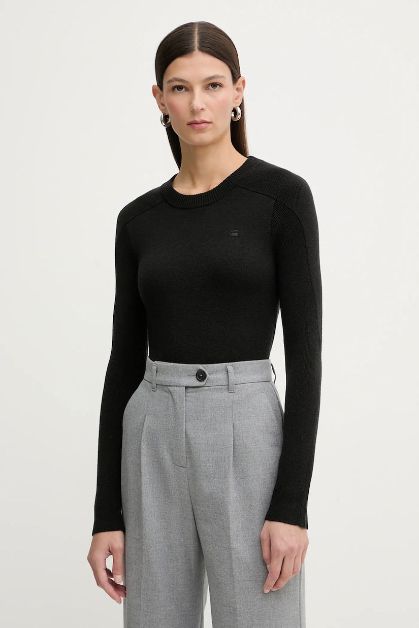 G-Star pulover de lână culoarea negru, light, D27712.B692