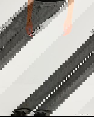 Marc O'Polo pantaloni culoarea gri, lat, high waist, 5000007623