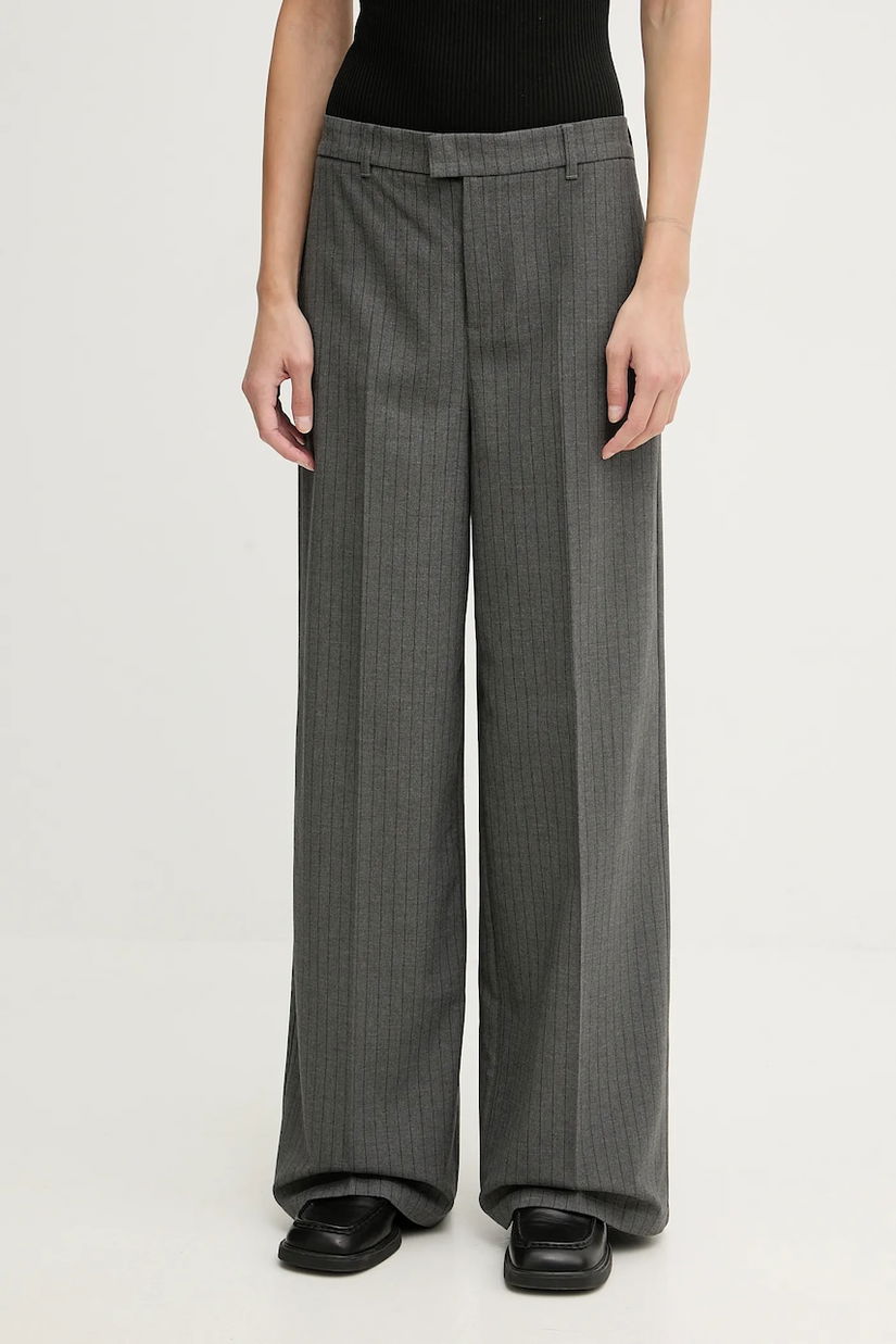 Marc O'Polo pantaloni culoarea gri, lat, high waist, 5000007623