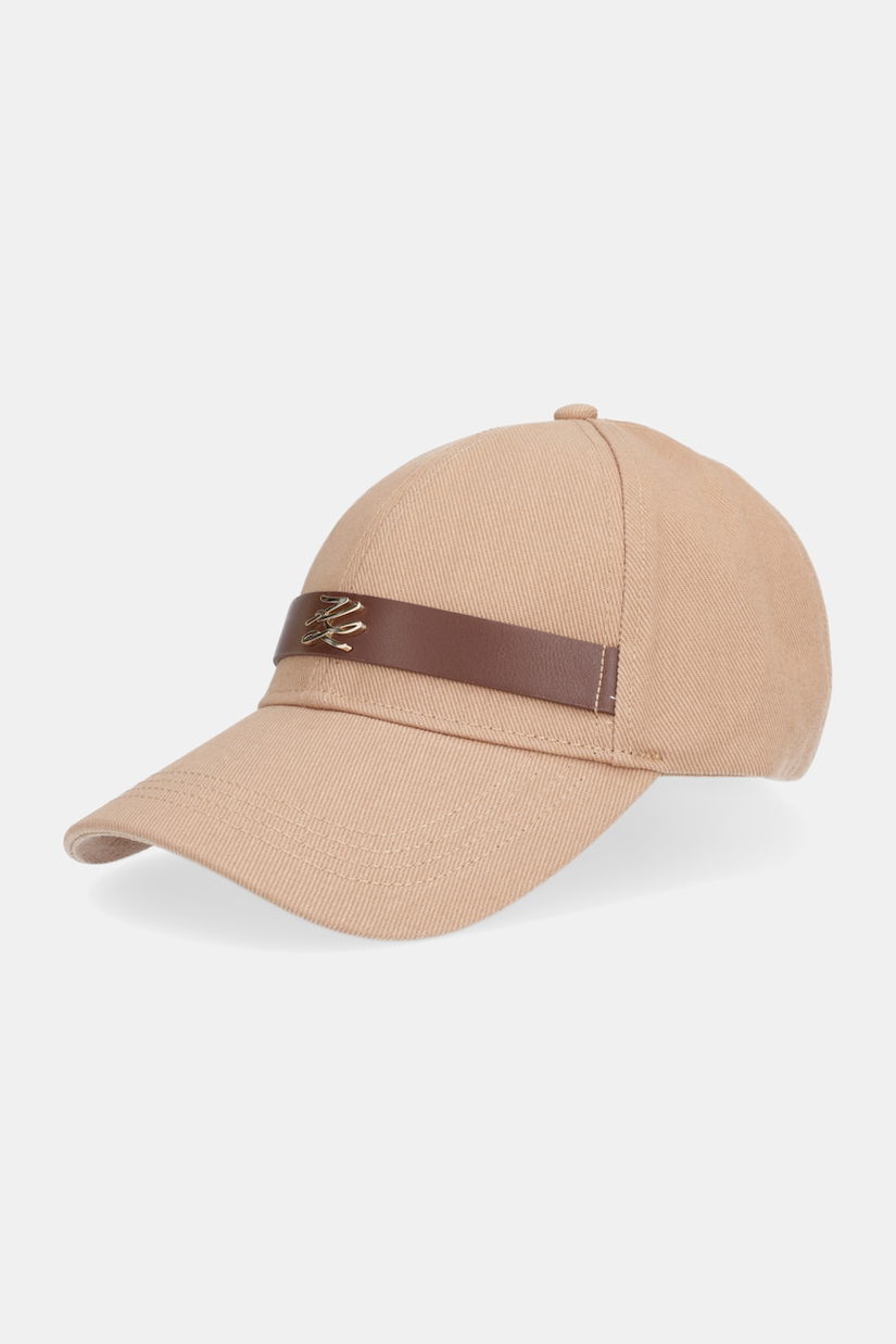 Karl Lagerfeld șapcă de baseball din bumbac K/AUTOGRAPH culoarea bej, B1W33010