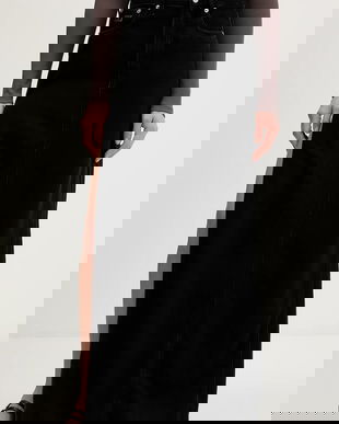 Tommy Jeans fustă jeans culoarea negru, maxi, drept, DW0DW22119