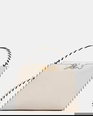 Karl Lagerfeld poșetă de piele K/SIGNATURE culoarea bej, B1W30058