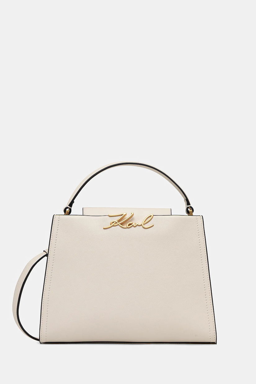 Karl Lagerfeld poșetă de piele K/SIGNATURE culoarea bej, B1W30058