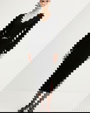 Morgan rochie culoarea negru, midi, mulată, RMROSA