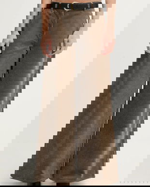 Filippa K pantaloni de catifea cord culoarea verde, lat, high waist, 31981