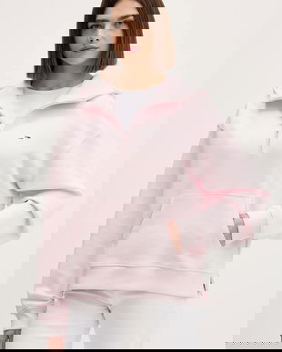 Tommy Jeans hanorac de bumbac culoarea roz, cu glugă, uni, DW0DW21924