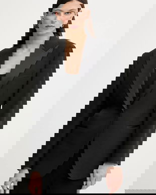 Filippa K jachetă cu lână culoarea negru, un singur rând de nasturi, uni, 32084