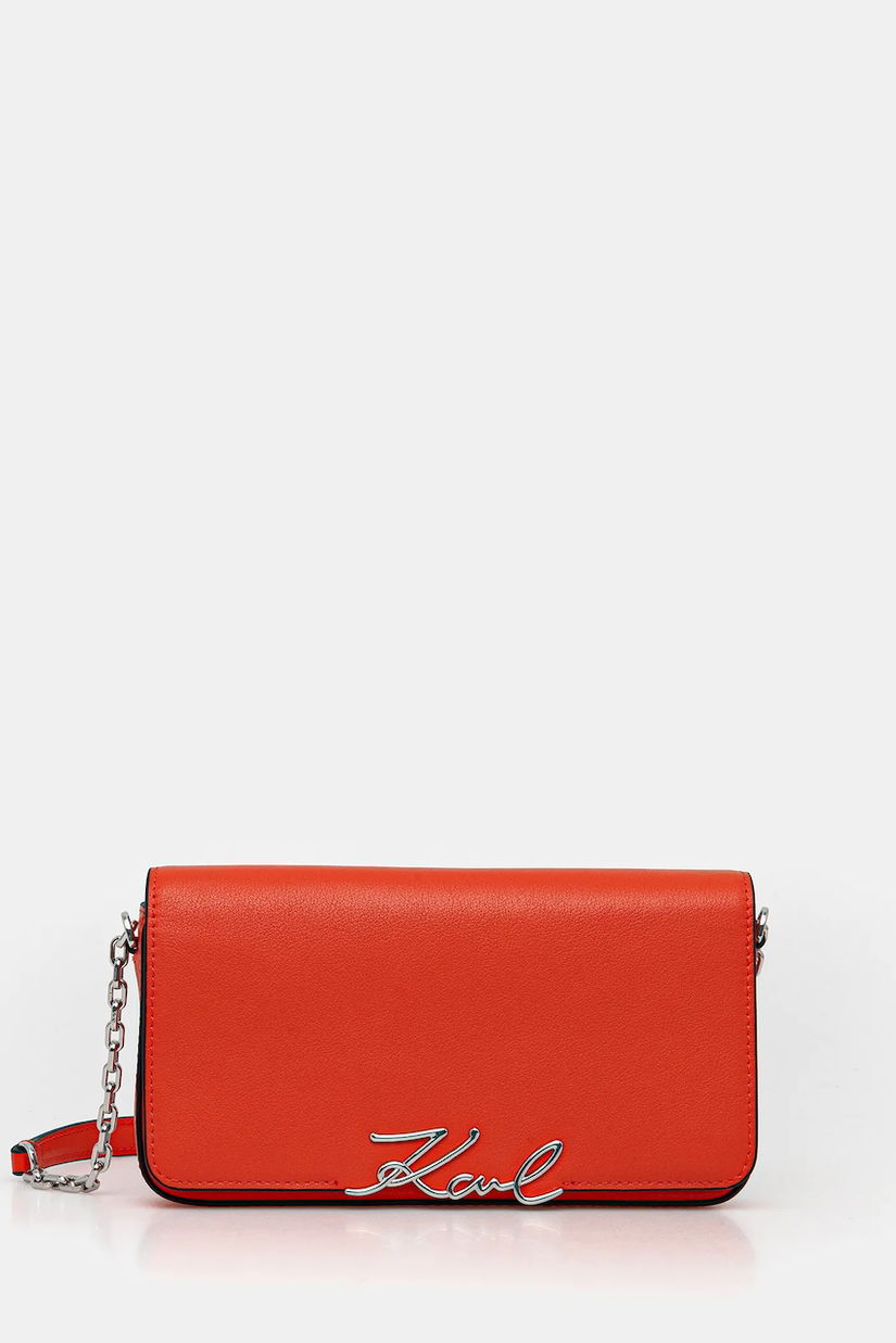 Karl Lagerfeld poșetă de piele K/SIGNATURE culoarea portocaliu, B1W32037