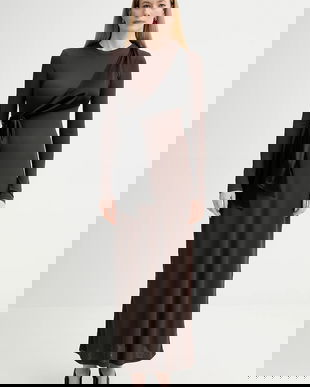 Nanushka rochie culoarea maro, maxi, mulată, NW25FWDR21377