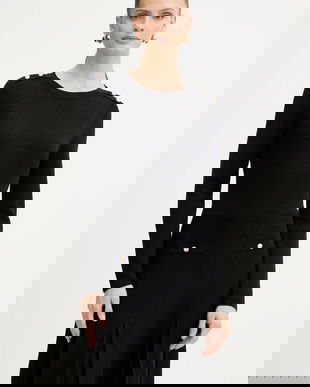 Morgan rochie din amestec de lână culoarea negru, mini, evazați, RMCOLO