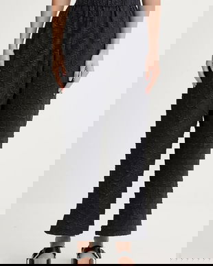 Stine Goya pantaloni culoarea bleumarin, drept, high waist, SG-PS26-P043-2458