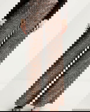 Morgan pantaloni culoarea maro, lat, high waist, PJENG.F