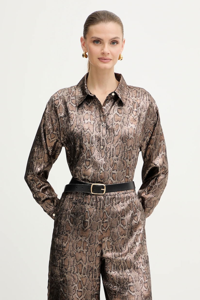 Morgan cămașă culoarea maro, cu guler clasic, relaxed, CEBIL.F